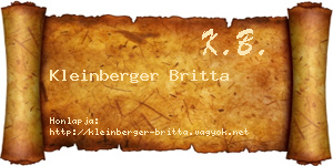 Kleinberger Britta névjegykártya